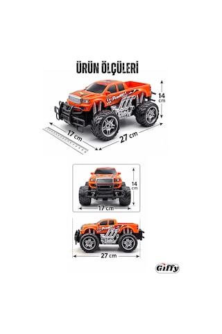 Uzaktan Kumandalı Canavar Ranger Araba Şarjlı Full Fonksiyon 4x2 Off Road Kamyon Oyuncak Arazi Aracı Turuncu