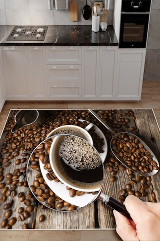 Kahve Desenli Modern Baskılı Yıkanabilir Kaymaz Mutfak Halısı Kahverengi