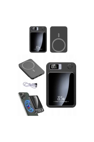 Magsafe Powerbank 10.000 Mah 22.5 Watt Hızlı Şarj Göstergeli Kablosuz Taşınabilir Şarj Çok Renkli