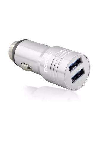 Nodar Nd1075 Araç Şarj Adaptörü 2x Usb 3.4a Metal - Silver Araç Kablosuz Şarj