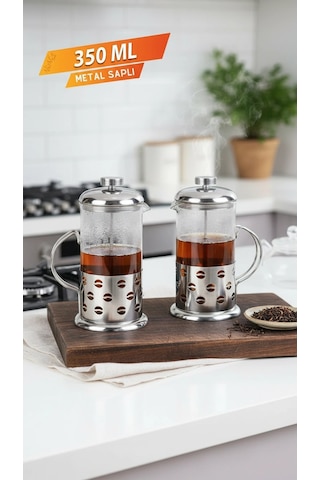 French Press - Filtre Kahve Ve Bitki Çayı Demliği 350 Ml 2-adet Çok Renkli