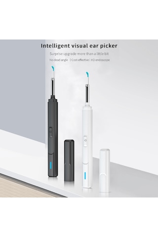 Geeksen Kameralı Kulak Temizleyici Seti - Hd Görüntü, 6 Led Işık, 6 Farklı Spoon, Akıllı Uygulama İle Foto/video Çekimi, Siyah