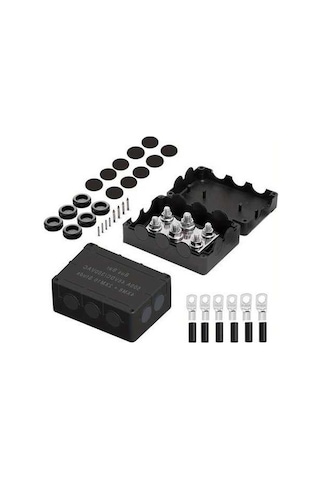 Pazly 500a Yüksek Güçlü Siyah Deniz Araç Bus Barı, 4x M8 2x M10 Bağlantılı Güç Dağıtım Bloku