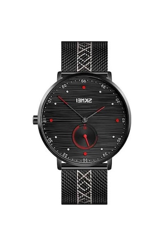 Novahub Skmeı 9218 Erkek Yatay Çizgili Arapça Sayısal Kuvars Saat Kırmızı Ve Mavi Renkler, Kadran Örgü Kemer Çok Renkli