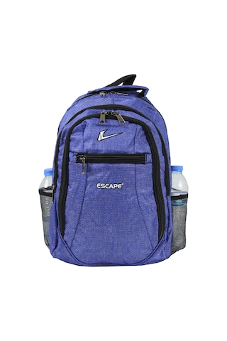 Escape Esc 307 Çizgili Polyester Kumaş Sırt Çantası Sax Saks Mavi