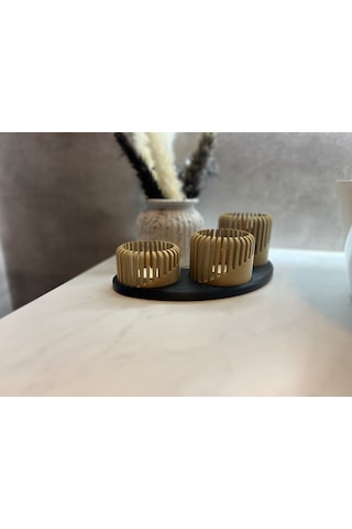 En-cag Üç Boyutlu Tealight Mumluk Ve Üçlü Mum Standı Seti Dekoratif Mum Tutucu Bss Çok Renkli