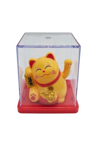 Maneki Neko El Sallayan Mini Şans Kedisi Krem Solar Güneş Enerjili 5x5cm Y8krm08