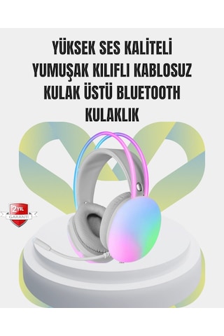 Mey İthalat 40mm Sürücülü Rgb Kablosuz Kulaklık Oyun Ve Müzik İçin