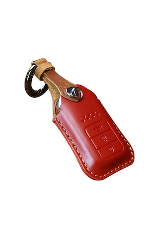 Tongxida Honda Üç Anahtar Sığır Derisi Anahtarlık Kırmızı