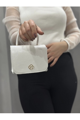 Biçomi Beyaz Cilt Krash Çanta Beyaz