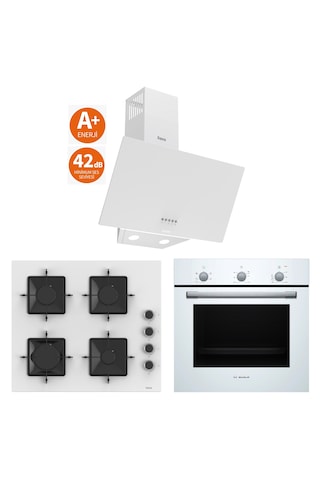 Bosch & Ferre New Daylight Ultra Sessiz Davlumbaz - 42 DB HBF011BV1T - SS206 - D087-SA 3 Lü Ankastre Set