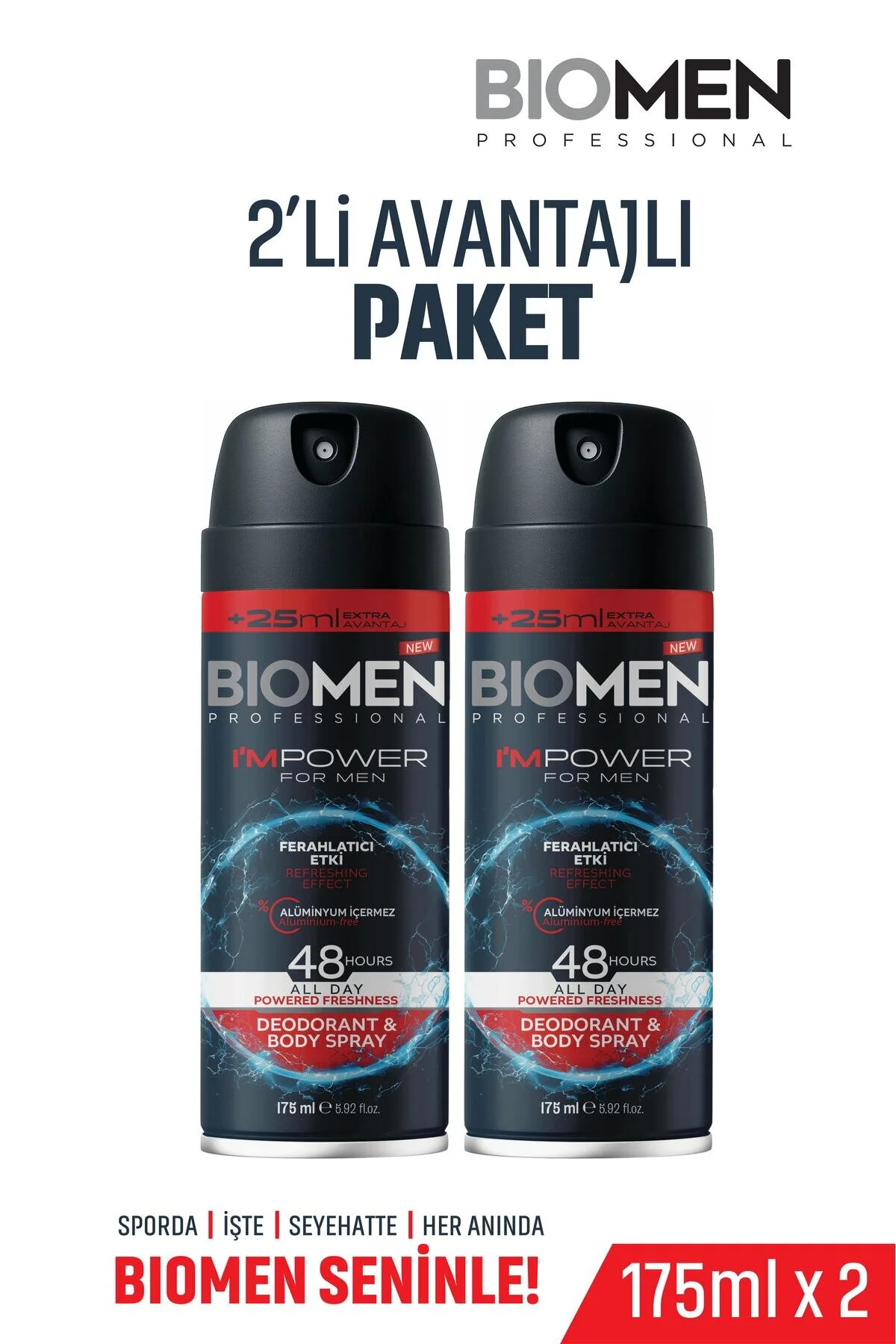 Deodorant & Body Sprey For Men Ferahlatıcı Etki I'm Power 2x 175 Ml