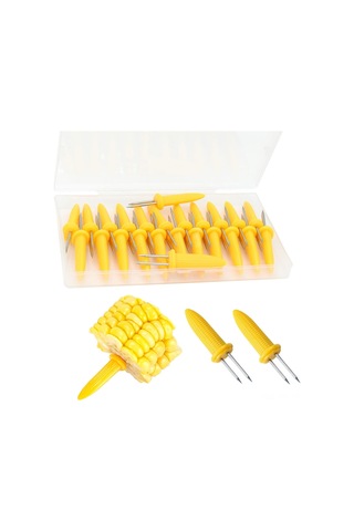 Dofolink 24 Adet Paslanmaz Çelik Mısır Çatalı - Barbekü, Mutfak Pişirme Araçları, Isı Dayanıklı, Yeniden Kullanılabilir, Temizliği Kolay