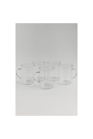 6'lı Çay Kupa Seti, Borosilikat Cam Kupa, 200 Ml Şeffaf