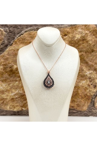 Elmas Montür Rosegold Damla Gümüş Set Takım - Lvrset08 Rose Gold