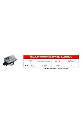 Brio Otomatik Basınç Kontrol Şalteri