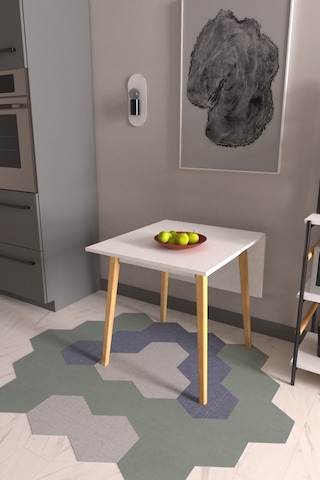 Vilinze Avanos Katlanır Mdf Ahşap Mutfak Masası - 70x80 Cm Beyaz Naturel