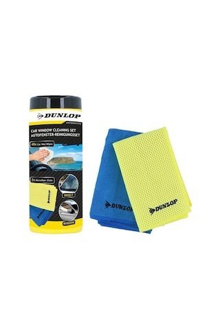 Dunlop Dun103 Cam Temizlik Seti 2 Adet Mikrofiber Bez 35x35 Cm 250 G/m² + 40 Adet Temizleme Mendili