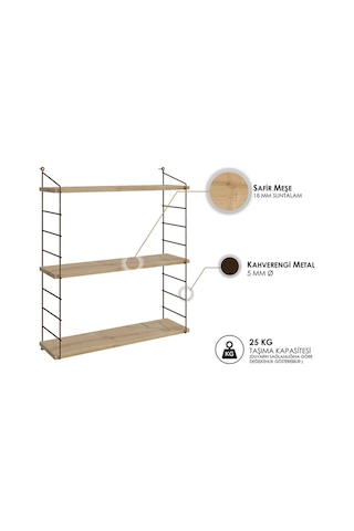 Decormet Armoni Raf Seti 3 Raflı 200 720 Safir Meşe - Malibu Safir Meşe