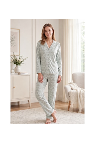 Flz Kadın Kışlık Viskon Pijama Takımı M L Xl Xxl Uzun Kollu Boydan Düğmeli Şık Ev Giyim 89-164 Mint Flz Kadın Kışlık Viskon Pijama Takımı M L Xl Xxl Uzun Kollu Boydan Düğmeli Şık Ev Giyim 89-164 Mint