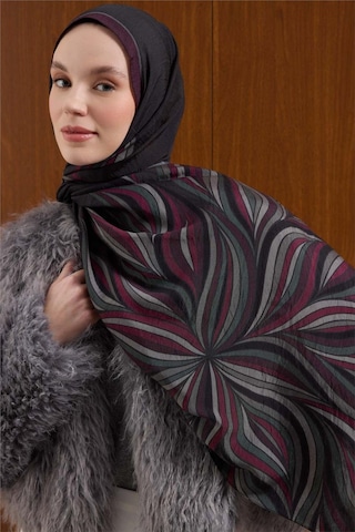 Silk Home Viskon Karışımlı Mayda Şal Antrasit Zemin Çok Renkli Desenli Tok Duruşlu 190x70