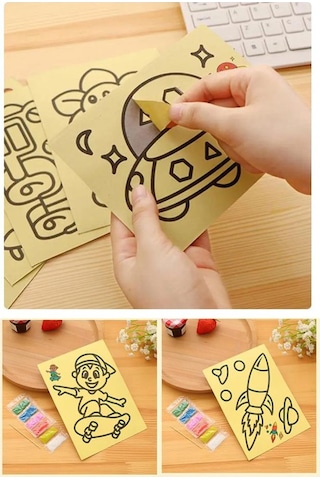 Kum Boyama Seti 5 Adet 20x30 Cm A4 Boyutunda Büyük Boy Kaliteli Kum Boyama Çalışması Tuz Boyama Etkinlik
