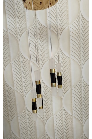 Yuvarlak Ledli Avize 6 Lı Altın - Sarı