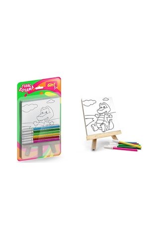 Mini Tuval Boyama Seti 1 Şövale+6 Tuval+6 Keçeli Kalem-red Castle St-01