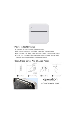 Vkemall Mavi P7 Mini Termal Yazıcı, Bluetooth İle Bağlanabilir, Siyah-beyaz Yazdırma, 57mm Kağıt, 1000mah Pil, Not/resim/metin Yazdırır