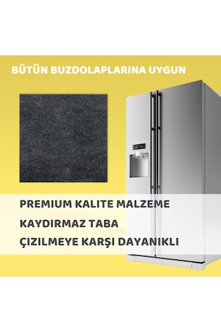 Beylini Su Geçirmez Buzdolabı Matı Kaymaz Taban Antrasit 91x91