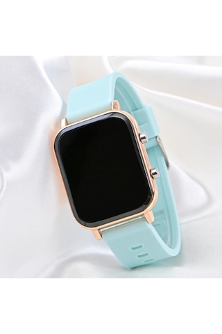 Pinkoli Turkuaz Silikon Kordonlu Led Watch Genç Kız Kadın Kol Saa