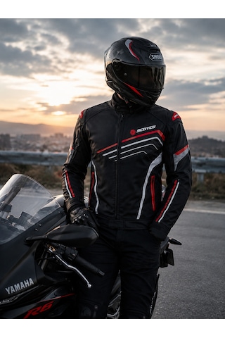 Scoyco Jk153 Motosiklet Montu Deri 4 Mevsim Oxford 600-d Dayanıklı Kumaş Motorcu Mont Red