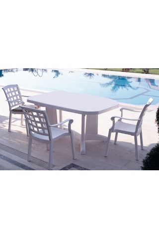 Papatya Laguna Beyaz 100 X 165 Cm Plastik Balkon Bahçe Teras Veranda Dış Mekan Masası