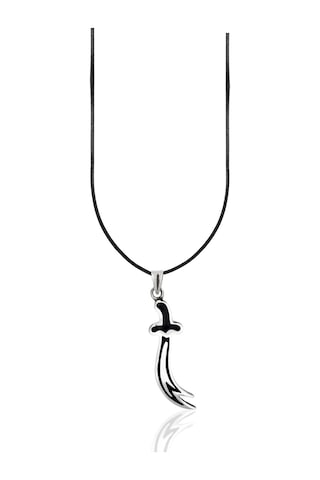 Oya Silver Siyah Mineli Detayı Zülfikar Kılıcı Gümüş Kolye Ucu 4.7x1.1cm Oyot332