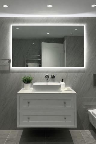 Digital Hayat Beyaz Led Işıklı Dikdörtgen Ayna Dekoratif Banyo Makyaj Aynası Yatay Ve Dikey Kullanım Beyaz