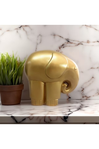 Cajuart Büyük Boy Altın Renk Sanatsal Fil Mamut Biblo Heykel Ev Ofis Dekor