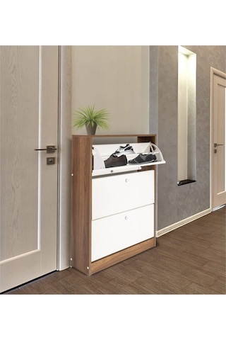 3 Katlı Modern Ayakkabılık Beyaz