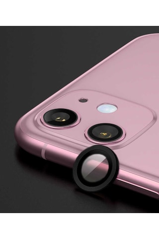 Noktaks - Apple Uyumlu iPhone 11 - Kamera Lens Koruyucu Cl-07 - Siyah - T21666 Siyah