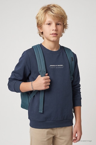 Petrol Standart Fit Baskılı O Yaka Erkek Çocuk Sweatshirt - 11322
