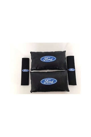 Ford Uyumlu Nakışlı Yarım Deri 1 Çift Boyun Yastık Ve 1 Çift Keme