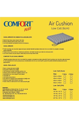 Medikaltec Comfort Plus Dm-645 Havalı Oturma Minderi 45x40x6