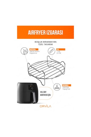 Orvila Airfryer Izgara Teli | Fritöz Metal Aksesuarı XXL