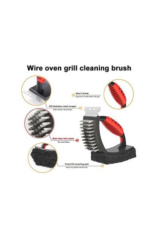 Izgara Fırçası Temizleme Fırçası Barbekü Temizleme Fırçası Açık Hava Izgarası İçin Çok Amaçlı Pirinç Kıllı Ovma Pedi Ve Kazıyıcı İle-1