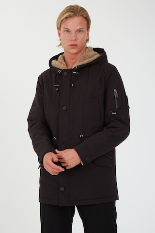 Sposo 1737 Su Itici Ve Rüzgar Geçirmez Kapşonlu Siyah Erkek Kaban Siyah