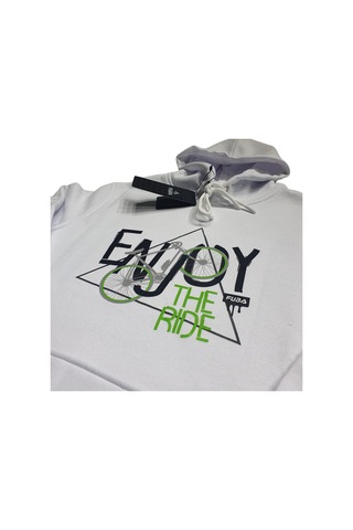 Fuba Kapşonlu Sweat Enjoy Beyaz Beyaz