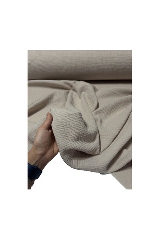 %100 Pamuk Çift Katlı Müslin Kumaş Elbiselik En 140 Cm 4000 -16 Bej