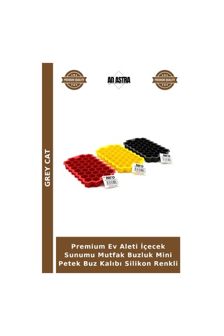 Premium Ev Aleti İçecek Sunumu Mutfak Buzluk Mini Petek Buz Kalıbı Silikon Renkli Çok Renkli