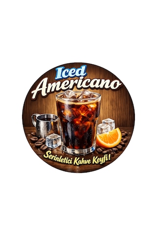 Mayeka Iced Americano Temalı Cafeler Kahveciler Baristalar İçin Ahşap Duvar Kapı Dekoratif Süs Tablo 3