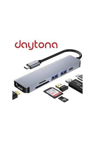 Daytona Ch-13C Type-C To 2 Usb Sd Tf Hdmı Pd Çevirici ...