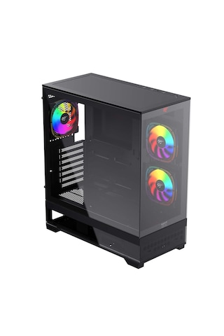 Havit CF925 Tamperli Cam 3 RGB Fanlı Oyuncu Bilgisayar Kasası Siyah